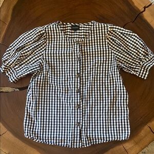 Who What Wear Black and White Gingham Top/ Size Medium